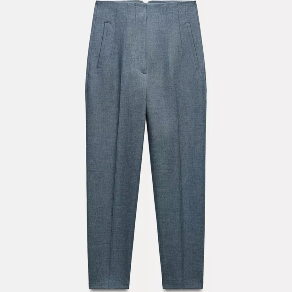 Zara Gray Dress Pants High-Waisted Tapered